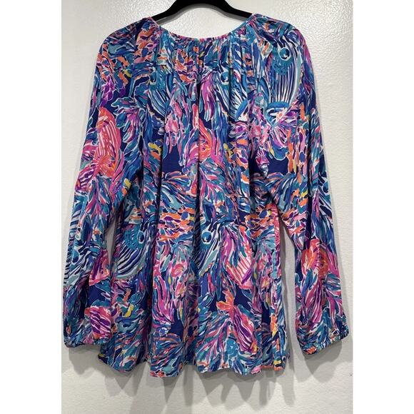 Lilly Pulitzer Willa Blouse Top Women’s Size XL Multicolor Print Coastal Preppy - Picture 7 of 9